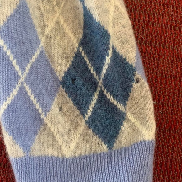 Loveshackfancy Blue Argyle Cropped Sweater - Picture 3 of 3